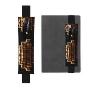 Porte-stylo en cuir pour marque-page GGNKDL Stacks of Gold Coins Pattern pour journaux, agendas, planificateurs - Sangle réglable