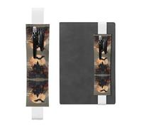 Porte-stylo en cuir pour marque-page LLKGOT chauve-souris et maisons hantées pour journaux, agendas, planificateurs - Pochette à sangle réglable