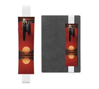 Porte-stylo en cuir pour marque-page LLKGOT The Red Sun in The Desert Printing pour journaux, agendas, planificateurs - Pochette à sangle réglable