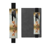 Porte-stylo en cuir pour marque-page RRKDOY Little Fox in The Field imprimé pour journaux, agendas, planificateurs - Pochette à sangle réglable