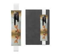 Porte-stylo en cuir pour marque-page RRKDOY Little Fox in The Field imprimé pour journaux, agendas, planificateurs - Pochette à sangle réglable