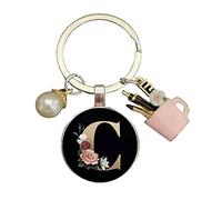 Porte-stylo en forme de lettre avec perles pour femme - Porte-clés en résine A-Z - 26 initiales C