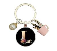 Porte-stylo en forme de lettre de perle pour femme - Porte-clés en résine de A à Z - 26 initiales - L