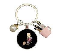 Porte-stylo en forme de lettre en perle pour femme - Porte-clés en résine de A à Z - 26 initiales J