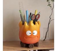 Porte-stylo Flame, porte-stylo étudiant grande capacité, support de rangement de bureau, orange, 1 paquet "Design unique et créatif. Ce porte-stylo présente un design mignon et créatif inspiré d'un dé