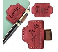 Porte-stylo/marque-page En Cuir Personnalisé, Pince À Livre Magnétique Personnalisée Avec Nom/initiale Gravée, Accessoires De Lecture, Cadeaux For Lecteurs