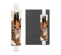 Porte-stylo pour carnet de notes avec bande élastique réglable - Joli marque-page Jaguar - En cuir synthétique - Pochette à crayons - Marqueur de page - Pour planificateurs, journaux, livres, blanc