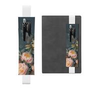 Porte-stylo pour carnet de notes avec bande élastique réglable - Motif fleurs et oiseaux - En cuir synthétique - Pochette à crayons - Marqueur de page pour planificateurs, journaux, livres