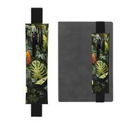 Porte-stylo réglable, bande élastique noire, marque-page, forêt tropicale, feuilles de palmier, pochette en cuir, pour journal intime