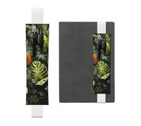 Porte-stylo réglable, bande élastique noire, marque-page, forêt tropicale, feuilles de palmier, pochette en cuir, pour journal intime, blanc, Taille unique, Porte-stylo réglable pour journaux