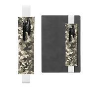Porte-stylo réglable en cuir imprimé camouflage militaire avec pochette détachable pour journaux et planificateurs manuels