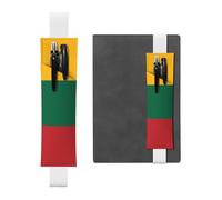 Porte-stylo réglable, marque-page avec bande élastique blanche, imprimé drapeau de la Lituanie en cuir, pochette à crayons pour journal ou carnet