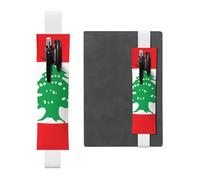 Porte-stylo réglable, marque-page avec bande élastique noire, motif drapeau du Liban, pochette à crayons en cuir, pour journal ou carnet de notes, blanc, Taille unique, Porte-stylo réglable pour