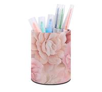 Porte-stylo rond avec roses et fleurs - Élégant - Décoration de bureau - Porte-pinceaux de maquillage - Boîte de rangement multifonction pour bureau et maison