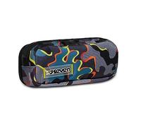 Porte-stylo scolaire Seven, double compartiment avec élastiques porte-stylos, DYE ON, rouge