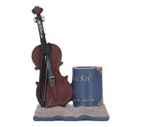 Porte-stylo violon vintage | Organisateur de bureau synthétique rétro pour stylos/crayons/crayons de couleur | Décor de bureau et de dortoir | Conception d'instrument de musique bleu