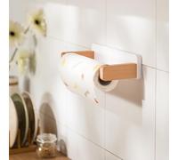 Porte Support sopalin Mural sans perçage Porte-Rouleau de Cuisine Mural Bois Blanc Porte-Rouleau de Cuisine Autocollant Suspendu