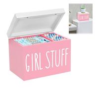Porte-tampon pour Salle de Bain, Boîte de Serviette Hygiénique Toilette avec 2 Compartiments, Organisateur Produits Féminins, Rangement Tampons Salle de Bain avec Couvercle