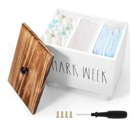 Porte-tampons à 3 compartiments - 25 x 22 x 18 cm - Boîte de rangement avec couvercle - Étanche - Pour pinceaux de maquillage, bandeaux à cheveux, produits cosmétiques, cotons-tiges, capsules de