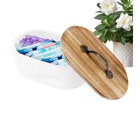 Porte-tampons pour Salle De Bain | Boîte De Rangement en Bois avec Couvercle pour Tampons | Accessoire Décoratif pour Organisation Salle De Bain | Éponges Médicaments Cosmétiques Armoire Comptoir
