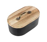 Porte-tampons pour Salle De Bain | Boîte De Rangement en Bois avec Couvercle pour Tampons | Accessoire Décoratif pour Organisation Salle De Bain | Éponges Médicaments Cosmétiques Armoire Comptoir