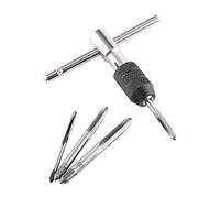 Porte-taraud, ensemble d'outils de tarauds à vis, poignée de clé à taraud à filetage à vis à main avec 4 tarauds à cannelure droite M3 / M4 / M5 / M6