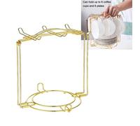 Porte-tasse à Café Porte-gobelet en Métal Étagère à Tasse à Café Ensemble de Thé Présentoir pour 6 Tasses à Soucoupe Cuillère ,Doré