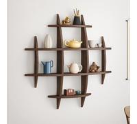 Porte-tasse à thé chinois vintage en bois pour théière et tasse à café, 90 x 90 cm, support décoratif élégant, décoration d'intérieur rustique