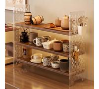 Porte-Tasses à 3 Niveaux avec Organiseur de dosettes et de Tasses à café, présentoir à Tasses à thé à Hauteur réglable, étagère en Bois pour la Cuisine, Rangement de Tasses Peu encombrant (5