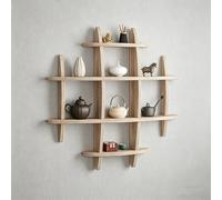 Porte-tasses à thé en bois, décoration murale, support de tasse à thé peu encombrant, support de rangement multi-grille de cuisine, support de tasse à café, porte-bouteille d'eau