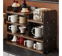 Porte-Tasses élégant en Noyer avec Organiseur de dosettes, décoration multifonctionnelle et Transparente pour Votre Coin café, idéal pour Les Amateurs de café et Les Bars à Domicile.