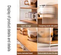 Porte-Tasses en Acrylique - Rangement Anti-poussière à 2 Niveaux pour Tasses à Eau et dosettes de café, Conception Ouverte, sans Porte de Placard, Marron, 51 x 16,5 x 25 cm