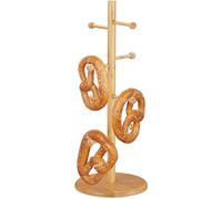 Porte-Tasses En Bambou, 8 Branches, Hxd : 50x19,5 Cm, Arbre À Tasses, Porte-Saucissons, Porte-Bretzels, Nature - Relaxdays