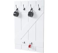 Porte-tasses MENDLER HWC-D13, étagère suspendue, 6 crochets 91x60cm blanc laqué Blanc