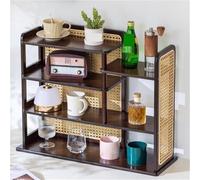 Porte-Tasses Rustique à 4 Niveaux en rotin - Support Robuste pour Tasses à café, idéal pour Organiser Votre Plan de Travail, Parfait pour Ranger Vos Tasses et Votre Coin café, Marron, 66 cm