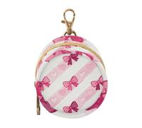 Porte-tétine de voyage en forme de cœur avec nœud rose rayé pour bébé, porte-monnaie, porte-monnaie, pochette de rangement