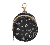 Porte-tétine de voyage pour nouveau-né avec fermeture éclair et clip Motif étoile Noir/argenté