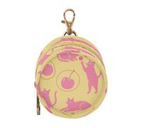 Porte-tétine pour bébé garçon avec fermeture éclair et clip porte-clés - Accessoires de voyage - Motif chat coquin rose et cerise jaune