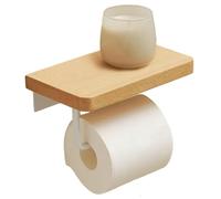 Porte-Toilettes en Bois avec étagère, Porte-Toile de Toilette Mural pour Suspendre du Tissu en Rouleau, Cuisine et Salle de Bain