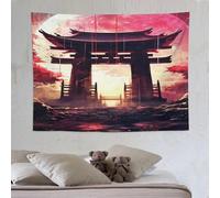 Porte Tori japonaise Tapisserie Murale En Tissu Imprimé, Tenture Murale Suspendue Esthétique Ultra Douce, Décoration Pour 150×200cm