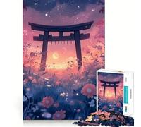 Porte Torii dans Un Champ Fleuri Puzzle de 1000 pièces pour Adolescents Jeu de réflexion Activité à la Maison 38x26cm
