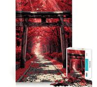 Porte Torii Rouge dans Une forêt d'automne Puzzle de 1000 pièces pour Adultes Renforce la mémoire, soulage Le Stress Qualité supérieure Cadeau d'anniversaire Surprise (38x52cm)