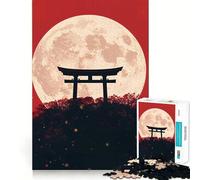Porte Torii sous la Pleine Lune Puzzle de 1000 pièces pour Adolescents Jeu de logique et de réflexion Découpe de précision Cadeau élégant 50x75cm