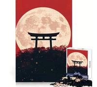 Porte Torii sous la Pleine Lune Puzzle de 1000 pièces pour Adolescents Jeu de logique et de réflexion Découpe de précision Cadeau élégant 50x75cm