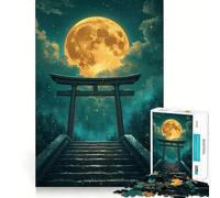 Porte Torii sous la Pleine Lune Puzzle de 1000 pièces pour Adolescents Jeu de logique Passe-Temps Calme Découpe précise Cadeau Exquis 38x26cm
