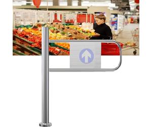 Porte tournante en acier inoxydable avec portillon de sécurité unidirectionnel, conception à double ressort pour entrée/sortie de supermarché, demi-portail pour un accès sécurisé et une gest