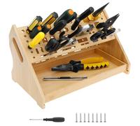 Porte-tournevis, en bambou, 31 x 17 x 16,5 cm, porte-outils à main avec compartiments et fentes, pour garage, atelier, établi, chariot à outils