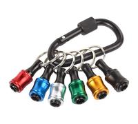 Porte-tournevis hexagonal 6 pièces avec 1 mousqueton, porte-tournevis en alliage d'aluminium, adaptateur de vis portable, foret porte-clés