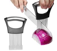 Porte-tranche d'oignon en acier inoxydable,Avec housse de protection,Coupe Citron, Alimentaire Tranche Assistant,Coupe-Légumes, pour pommes de terre, viande, oignons, légumes