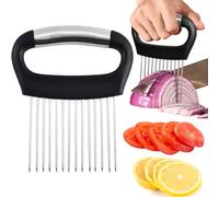 Porte-tranche d'oignon en acier inoxydable,Coupe-Légumes, Coupe Citron, outil de tranchage de couteau de cuisine,coupe tomates,pour pommes de terre, viande, oignons, légumes
